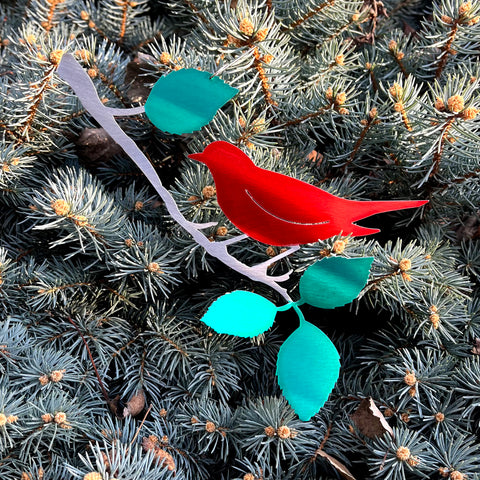 Christmas Bird Ornament - by Sondra Gerber - ©Sondra Gerber - Metal Petal Art LLC